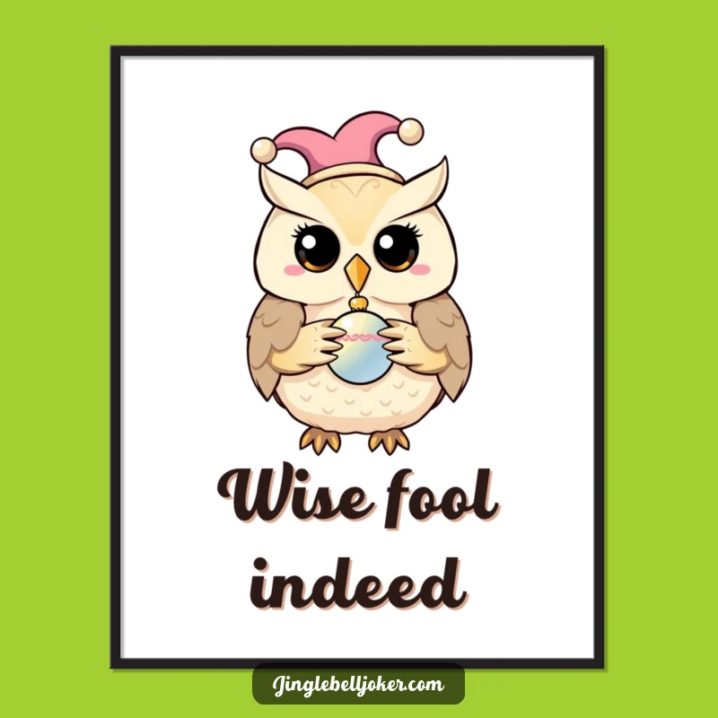 Funny Jester Owl Poster: Whimsical Art Print, Awesome Funny Gift