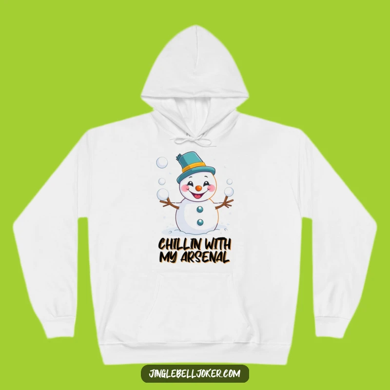 Funny Snowman Joker Hoodie: Cozy Mischief with Snowball Toss Design