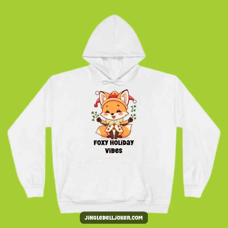 Funny Fox Jester Hoodie: Cozy Holiday Cheer With Juggling Fox