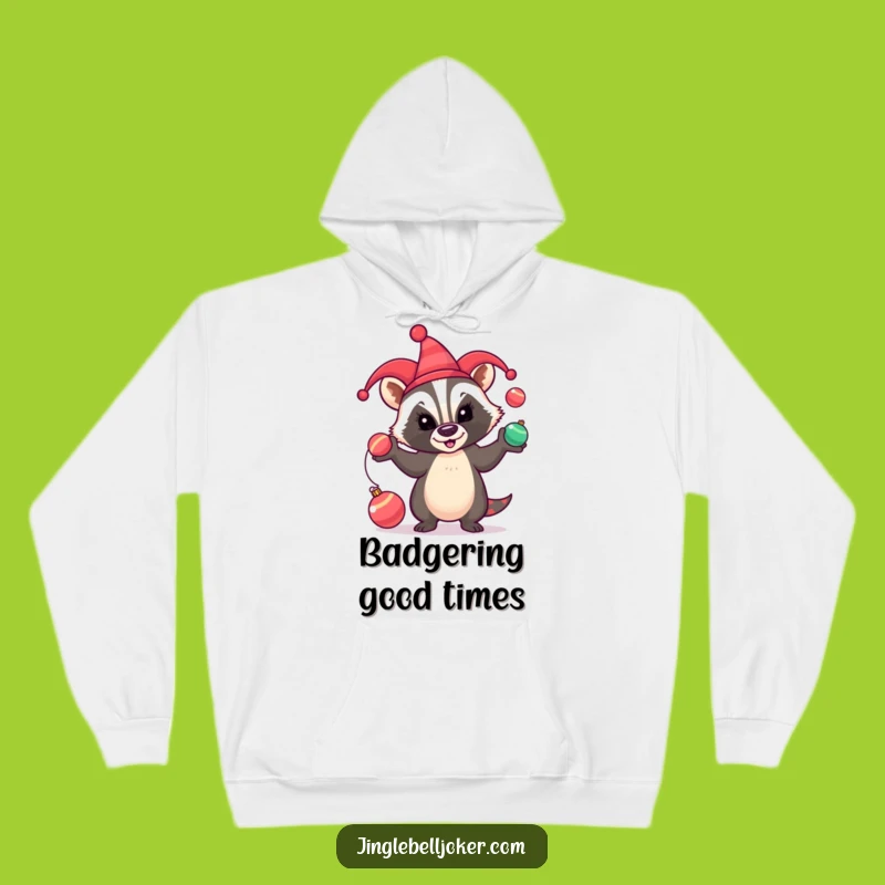 Funny Badger Jester Hoodie: Cozy Up with Hilarious Holiday Mischief