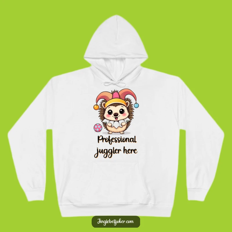 Funny Jester Hedgehog Hoodie: Cozy Up with Hilarious Ornament Juggling Cheer!