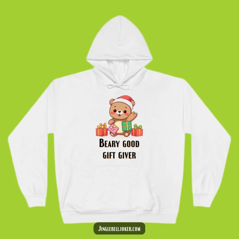 Funny Kawaii Bear Santa Hoodie: Cozy Juggling Sweatshirt - Perfect Funny Gift!