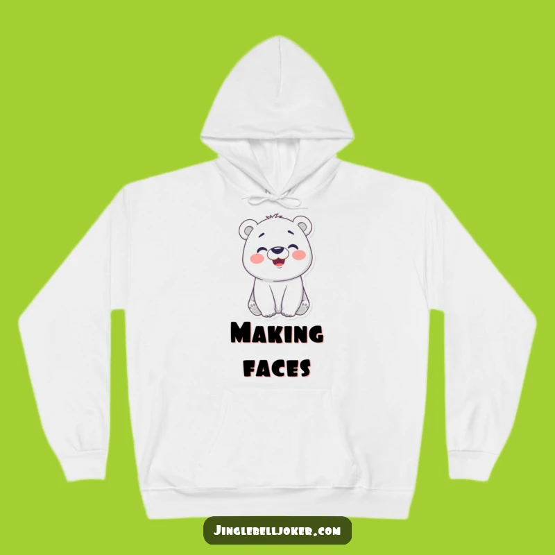 Funny Polar Bear Face Hoodie: Cozy & Comical - Ideal Funny Gift for Warmth