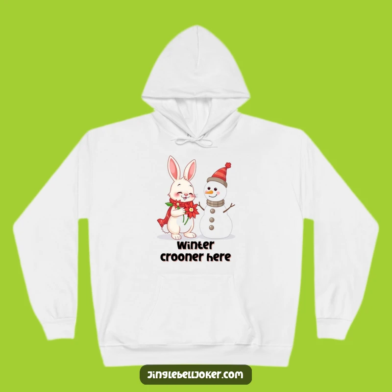 Funny Rabbit & Snowman Hoodie: Cheerful Serenade, Cozy Christmas Funny Gift