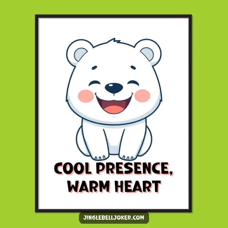 Funny Free Printable Wall Art: Happy Polar Bear Character Humorous Decor