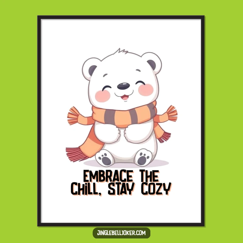 Charming Free Printable Wall Art: Giggling Polar Bear Festive Decor