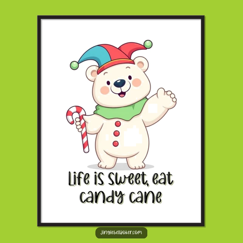 Free Printable Polar Bear Jester Art - Hilarious Downloadable Wall Decor Gift