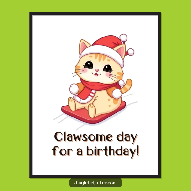 Free Printable Wall Art: Funny Santa Cat Winter Fun Downloadable