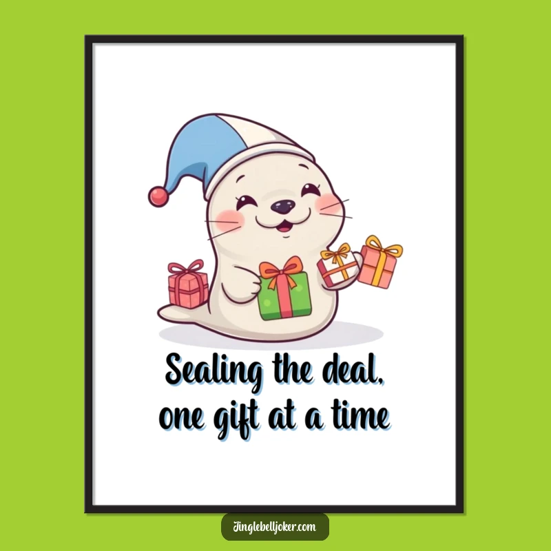 Funny Free Printable Wall Art: Juggling Seal's Hilarious Art Downloadable Gift Decor