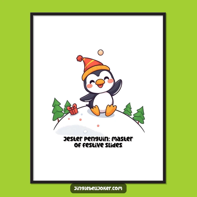 Free Printable Penguin Jester Wall Art - Funny Downloadable Decor for Kids Room