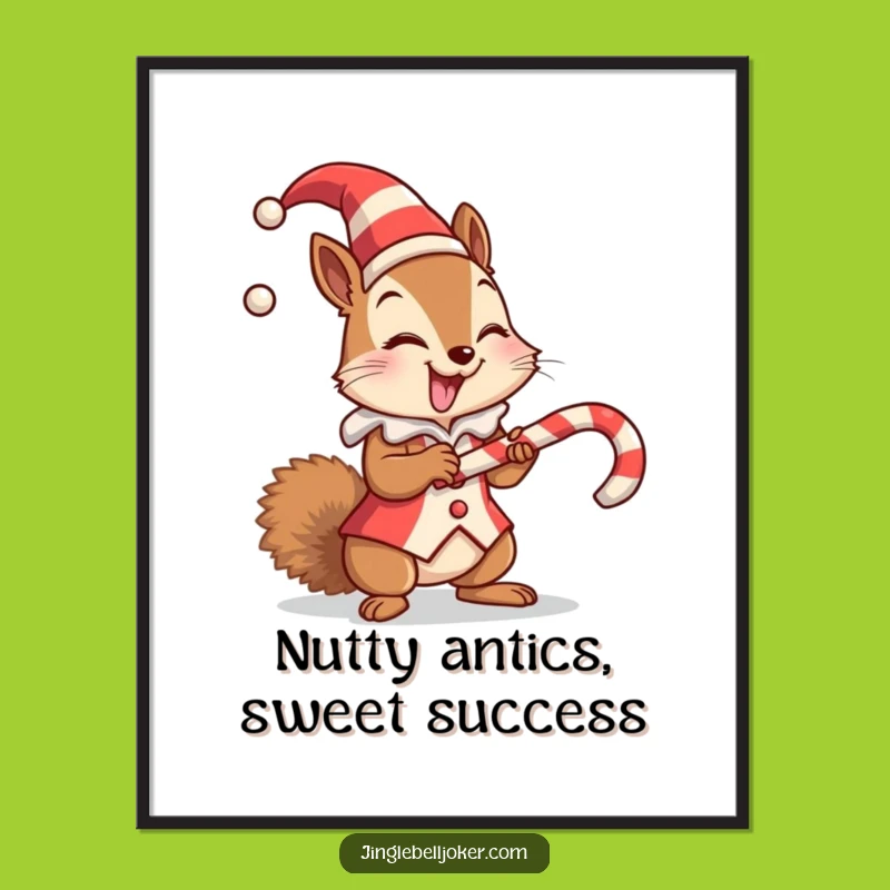 Free Printable Wall Art: Giggling Jester Squirrel Balancing Act Downloadable Art