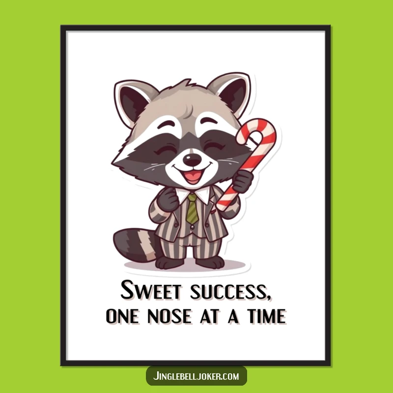 Free Printable Raccoon Candy Cane Wall Art: Whimsical Downloadable for Playful Decor