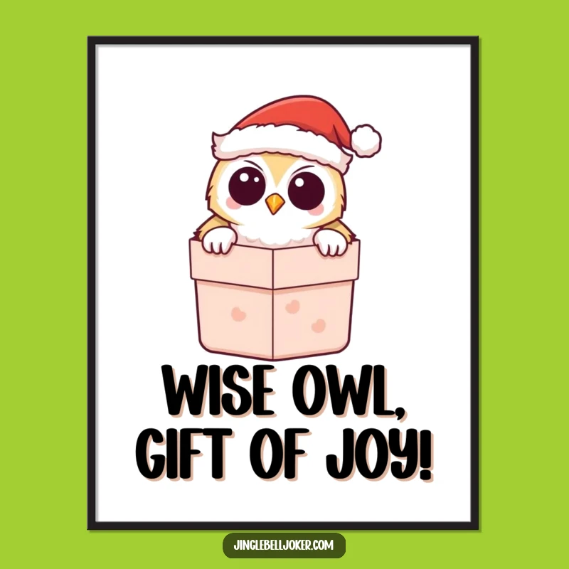 Free Printable Owl Wall Art: Festive Santa Owl Peeking for Charming Downloadable Home Decor!
