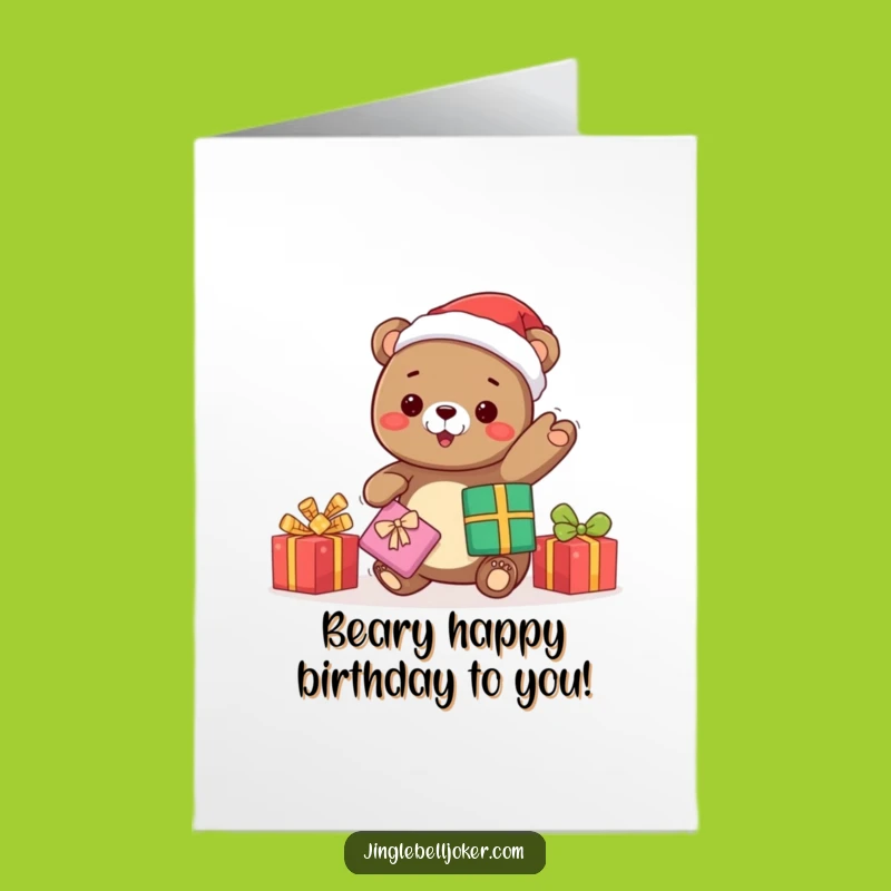 Free Printable Funny Birthday Card: Kawaii Bear Juggling Gifts Christmas Fun