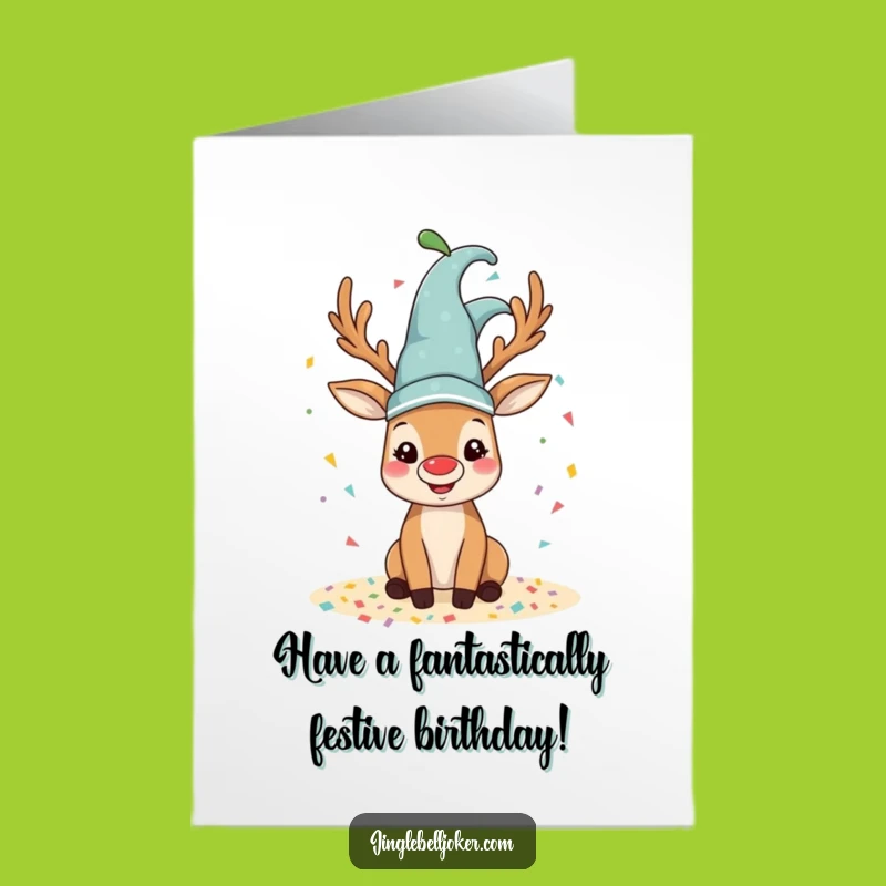 Free Printable Funny Reindeer Birthday Card: Jester Confetti Rudolph