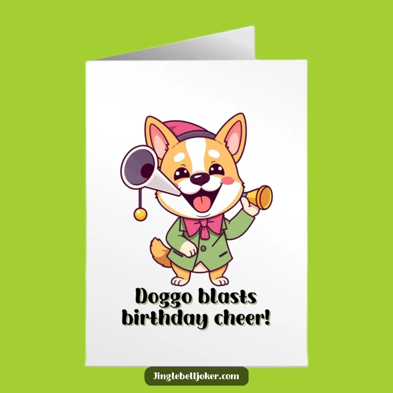 Free Printable Joker Dog Birthday Card: Fun Horn-Blowing Dog Downloadable Gift