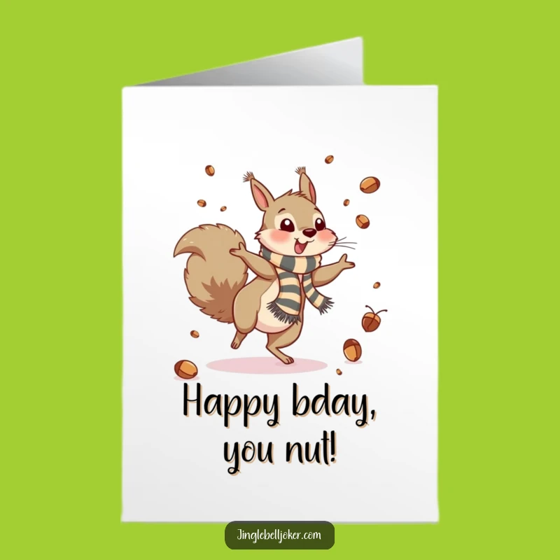 Free Printable Squirrel Cartwheel Birthday Card: Funny Downloadable Gift for Acorn Lovers