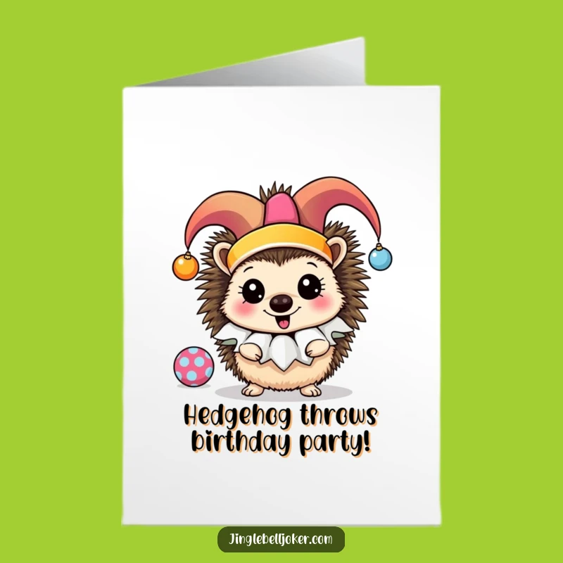 Free Printable Jester Hedgehog Birthday Card - Funny Downloadable Gift for Laughs