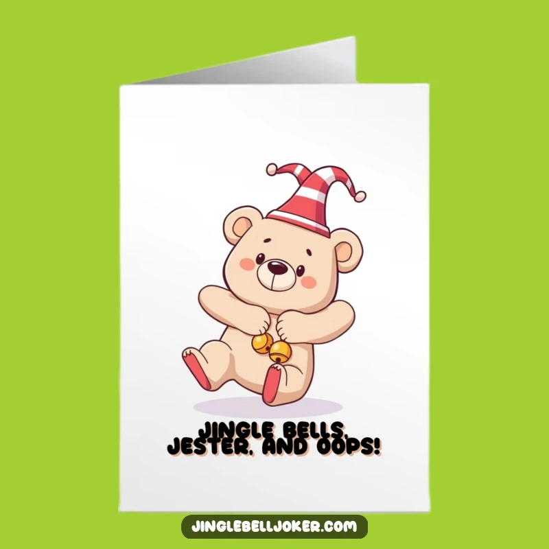 Free Printable Birthday Card: Funny Tripping Jester Bear Downloadable Gift