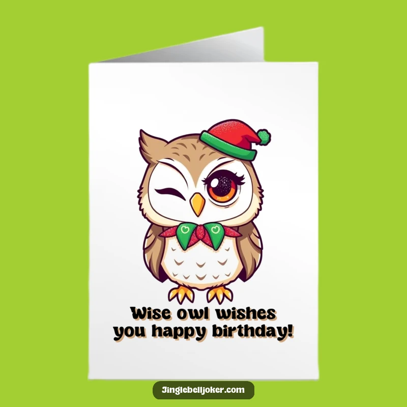 Free Printable Birthday Card: Winking Jester Owl Holiday Fun Downloadable Gift