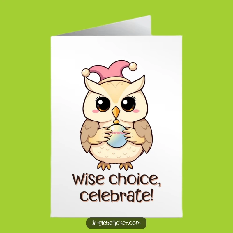 Free Printable Congrats Card: Jester Owl Character Humorous Downloadable