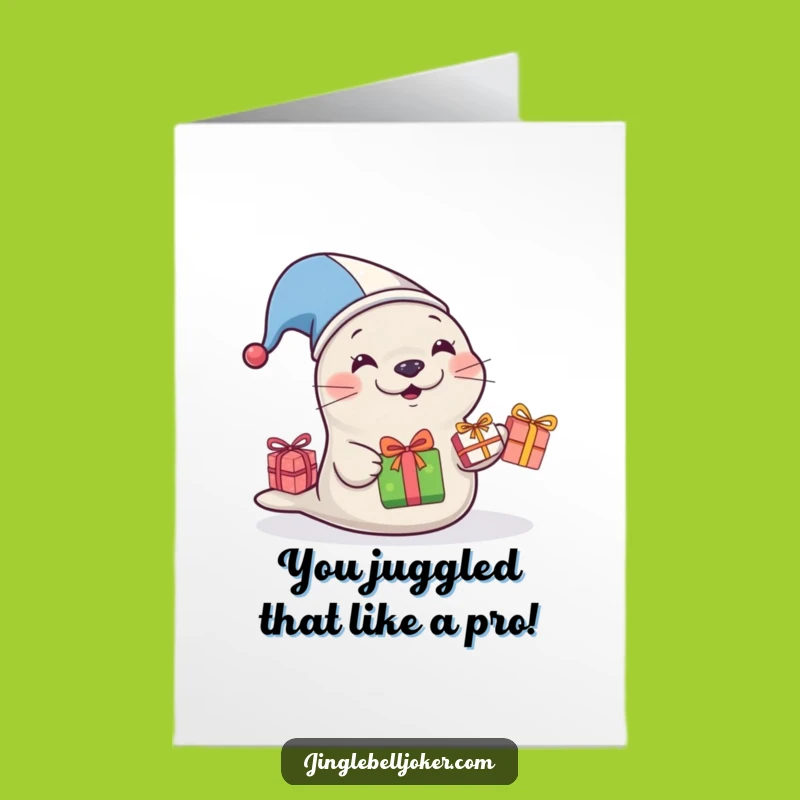Free Printable Congrats Card: Juggling Seal's Hilarious Success Downloadable Gift Joy