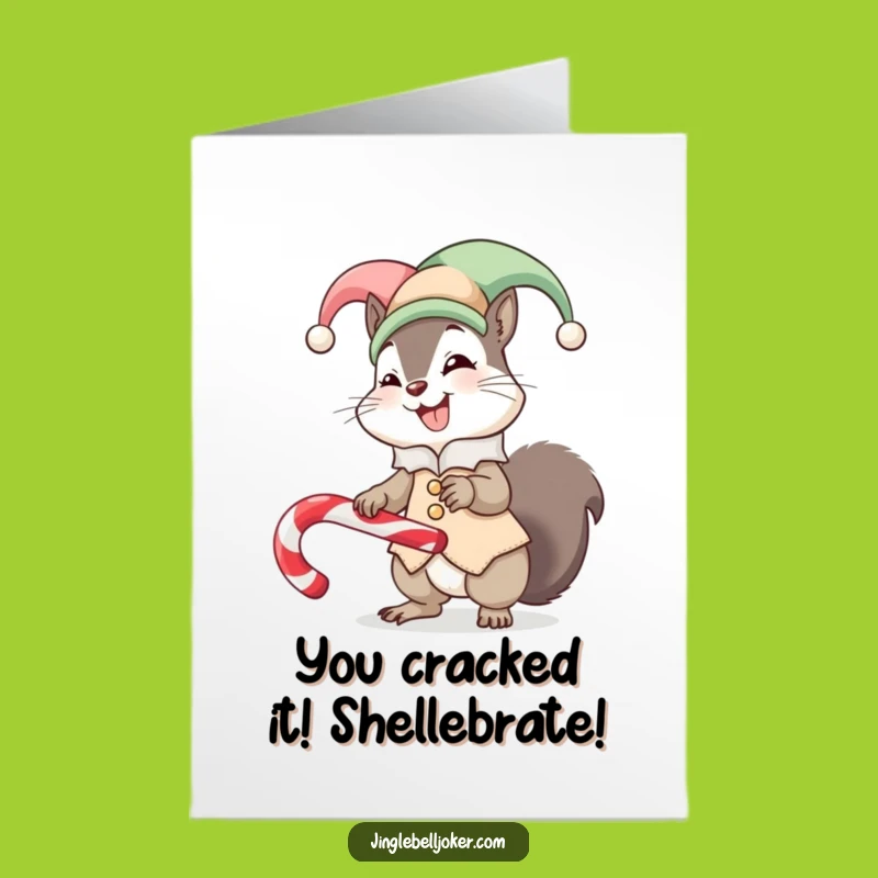 Free Printable Congratulations Card: Jester Squirrels Balancing Acts Funny Downloadable Gift