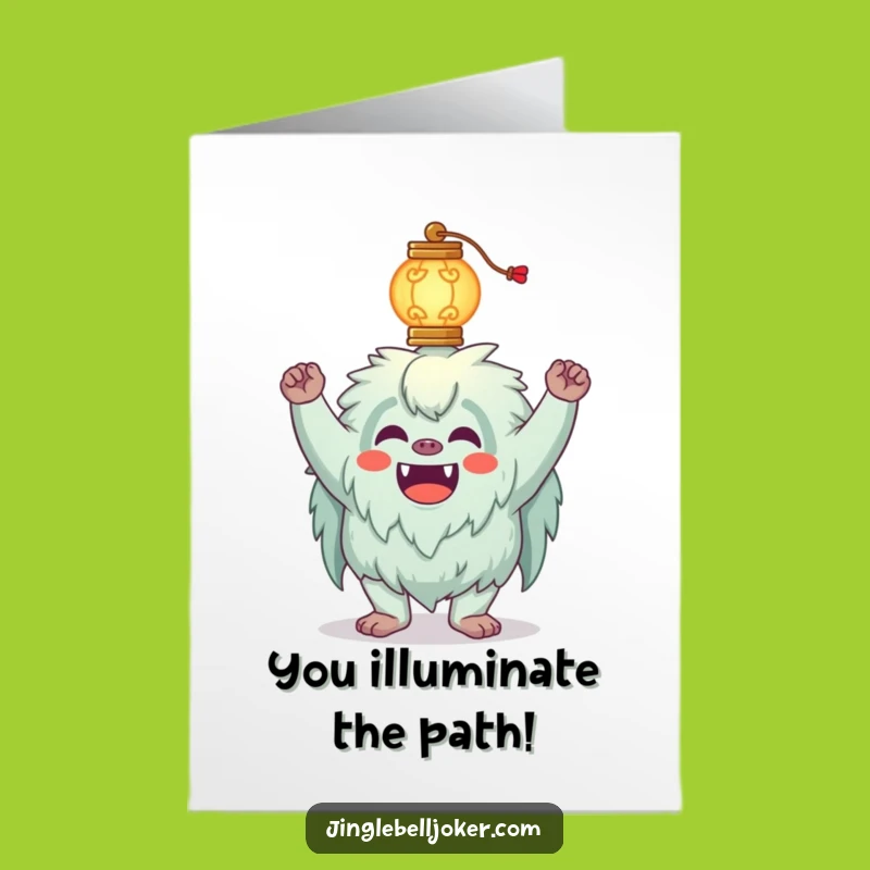 Free Printable Congratulations Card: Yeti Lantern Balance - Funny Bigfoot, Downloadable