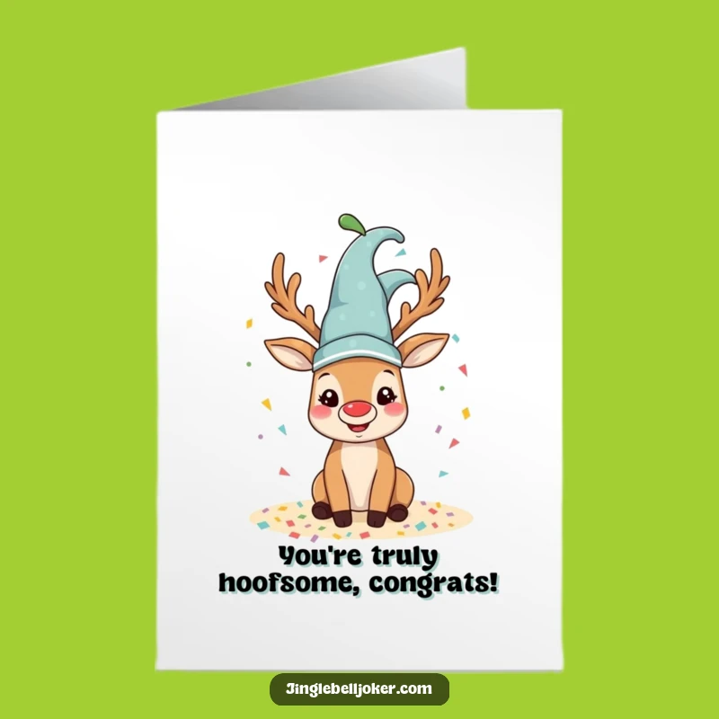 Free Printable Funny Reindeer Congratulations Card: Jester Confetti