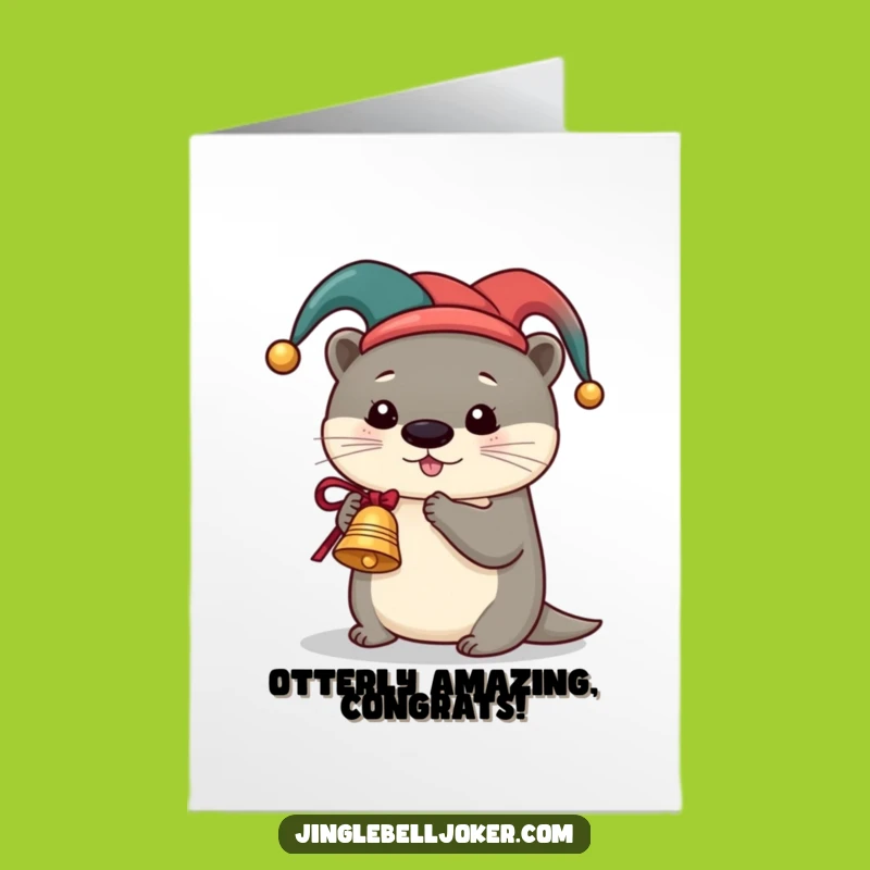 Free Printable Otter Jester Congrats Card: Festive Downloadable for Celebrating Success!