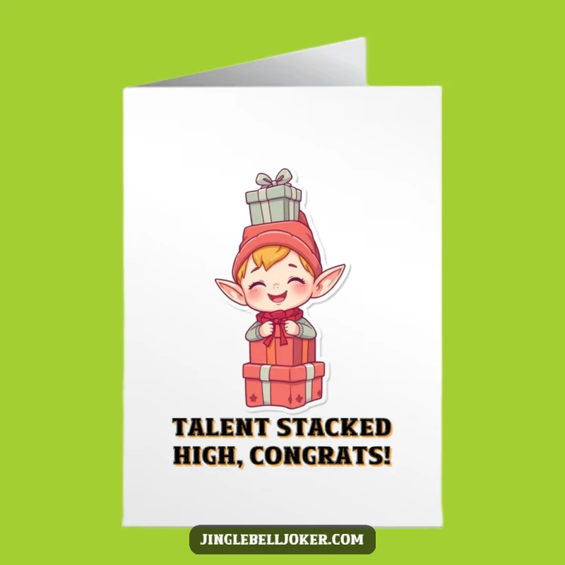 Funny Free Printable Congrats Card: Giggling Elf's Gift Balance, Downloadable Cheer