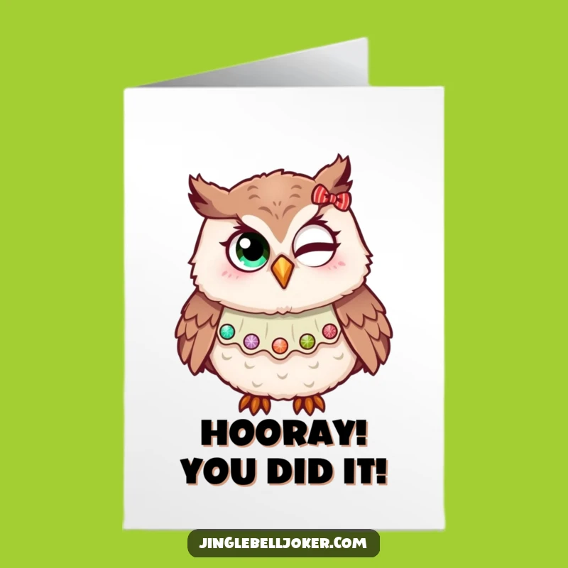 Free Printable Congratulations Card: Jester Owl Glitter Wink Funny Downloadable Gift