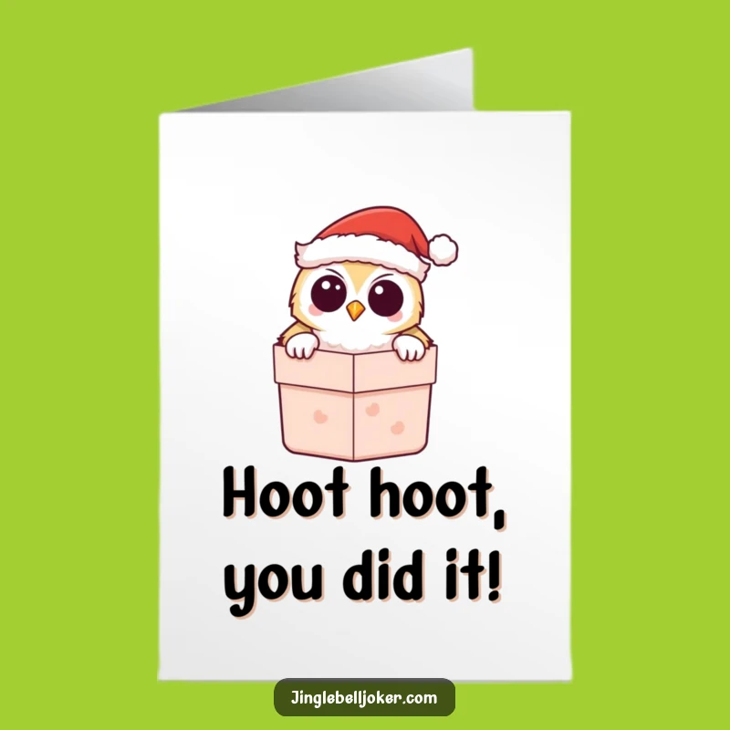 Free Printable Owl Congrats Card: Festive Santa Owl Surprise for a Joyful Downloadable Gift!