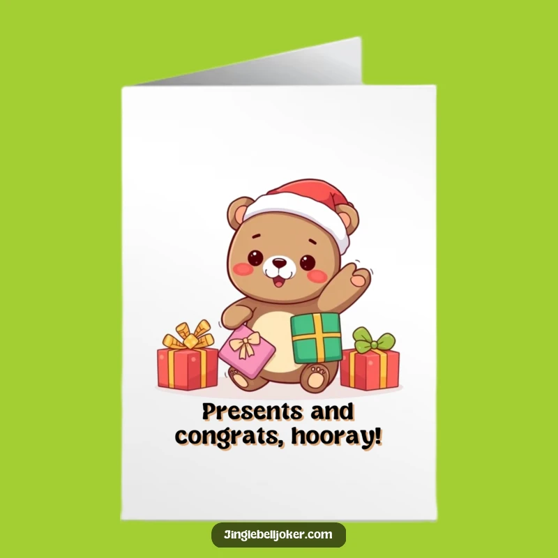 Free Printable Congrats Card: Kawaii Bear Juggling Gifts Holiday Cheer
