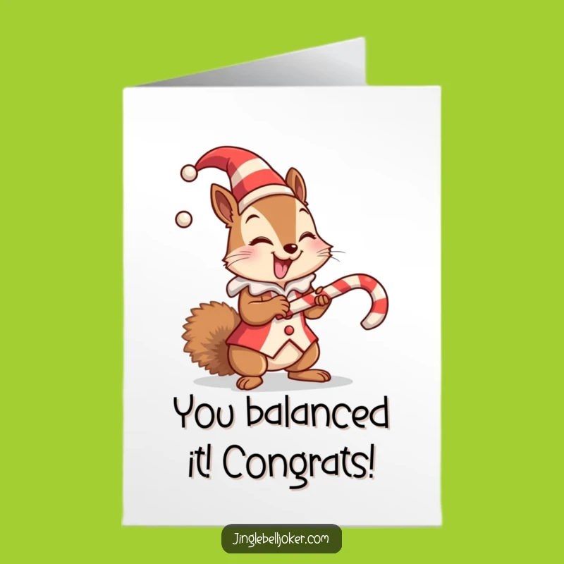 Free Printable Congrats Card: Jester Squirrel's Sweet Success Downloadable Gift