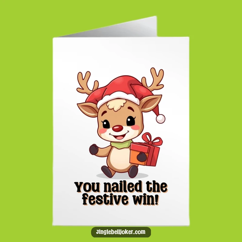 Free Printable Reindeer Jester Congrats Card: Funny Downloadable Gift for Joyful Occasions