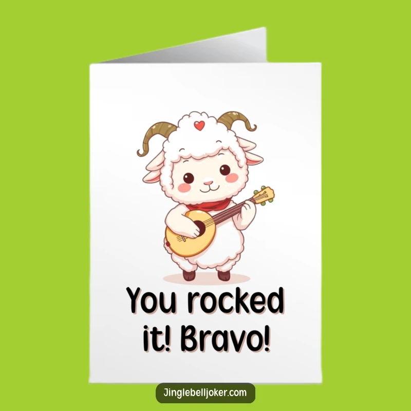 Free Printable Congrats Card: Jester Sheep Lute, Downloadable Festive Achievement Art