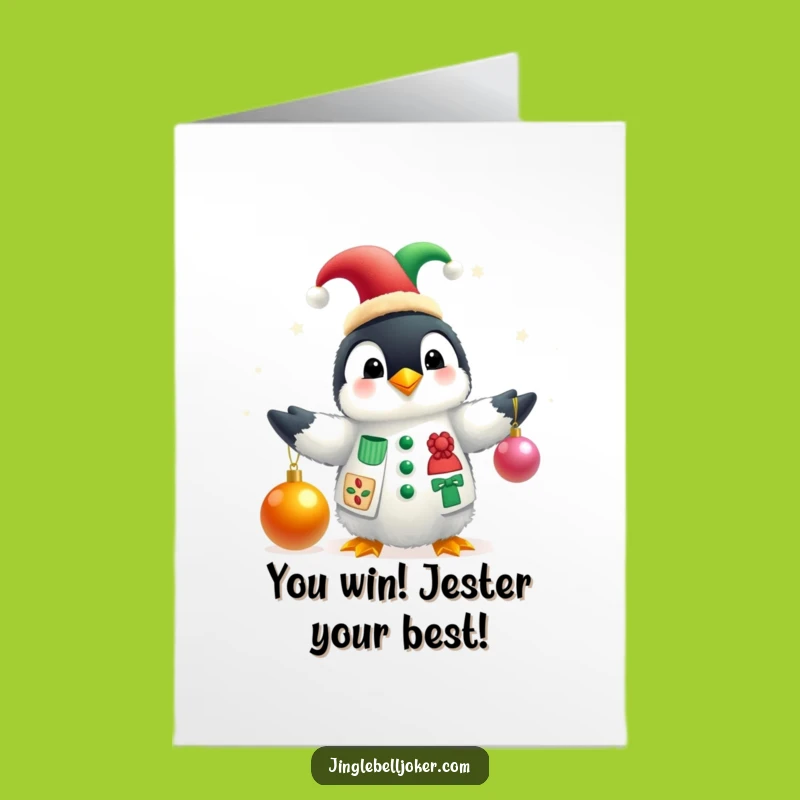 Free Printable Penguin Jester Card - Funny Downloadable Congrats Gift