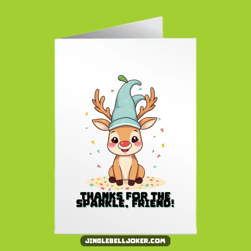 Free Printable Funny Reindeer Thank You Card: Jester Confetti