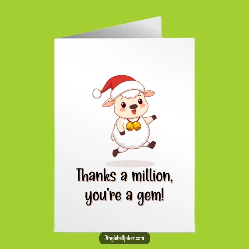 Free Printable Thank You Card: Cheerful Santa Sheep Thanks Downloadable