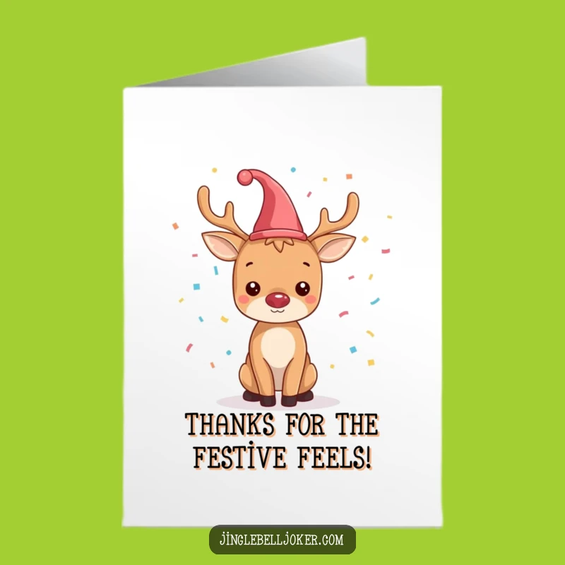 Free Printable Thank You Card: Jester Reindeer Confetti Gratitude Downloadable