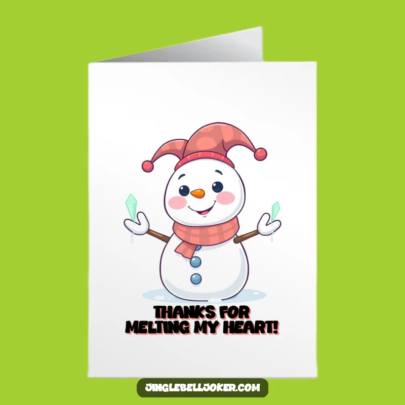 Free Printable Thank You Card: Jester Snowman Juggling, Hilarious Wintery Gratitude Gift
