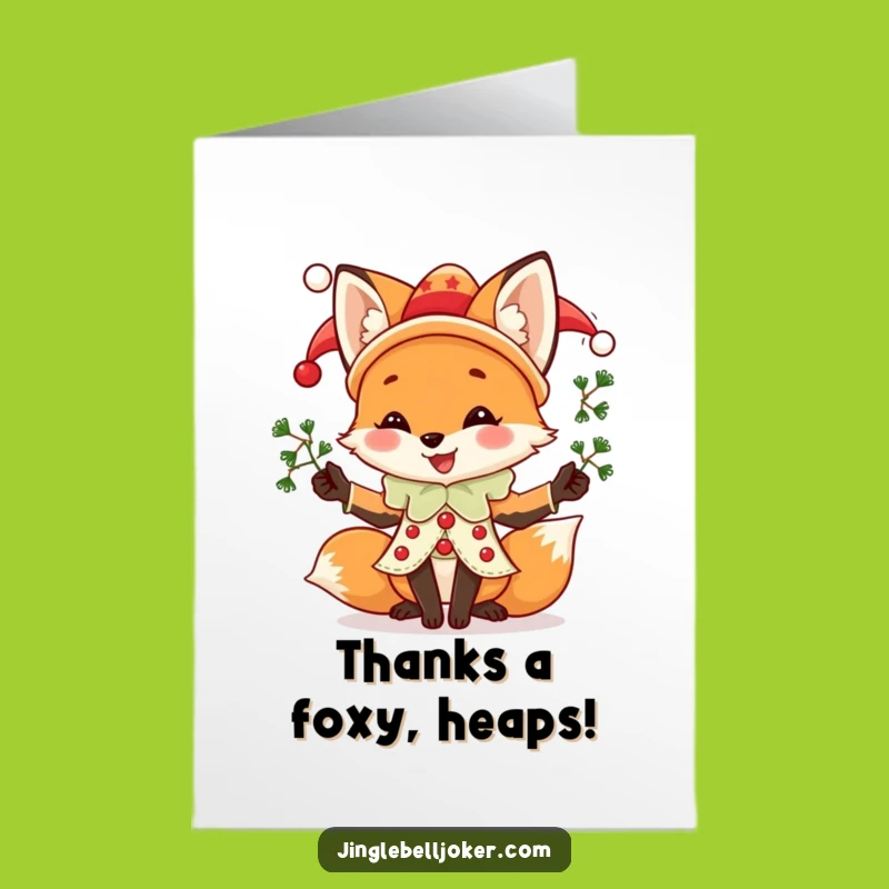 Free Printable Fox Jester Thank You Card: Downloadable Festivity for Gratitude!