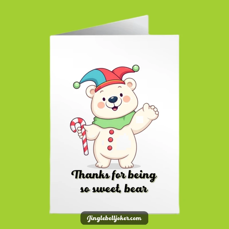 Free Printable Funny Polar Bear Jester Card - Downloadable Thank You Gift