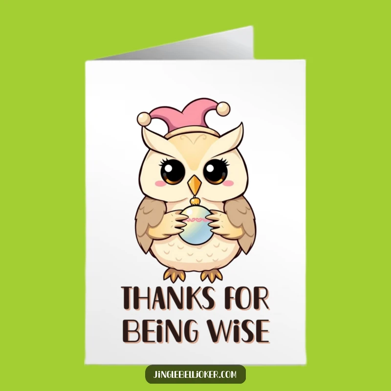 Free Printable Thank You Card: Jester Owl Character Humorous Gratitude