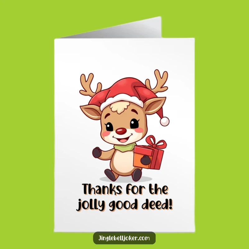 Free Printable Reindeer Jester Thank You Card: Funny Downloadable Gift to Show Appreciation
