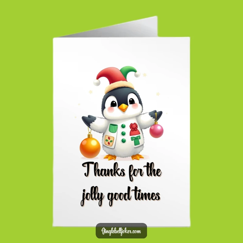Free Printable Funny Penguin Jester Card - Downloadable Thank You Gift