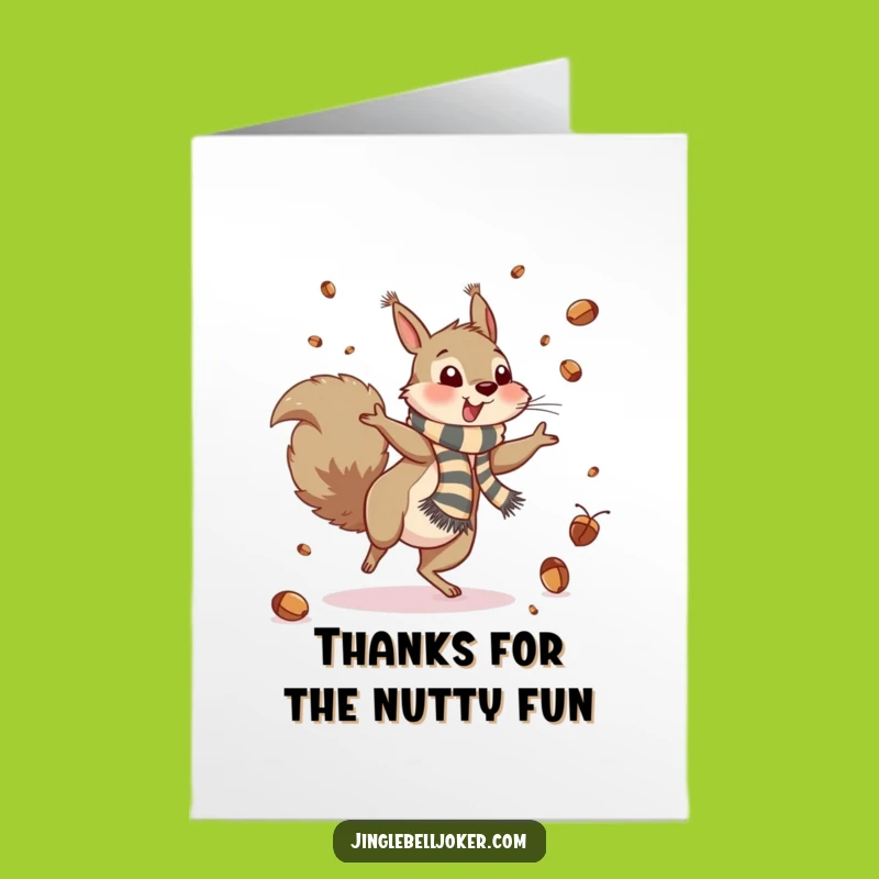 Free Printable Squirrel Cartwheel Thank You Card: Funny Downloadable for Energetic Gratitude