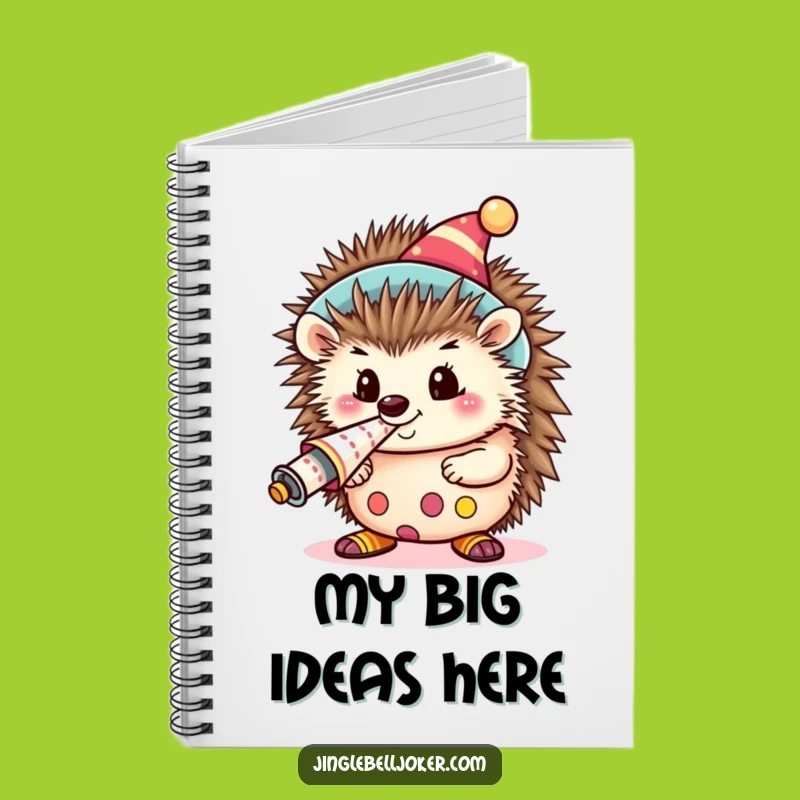 Funny Kawaii Clown Hedgehog Notebook: Cute Party Animal Blowing Horn, Journal Funny Gift