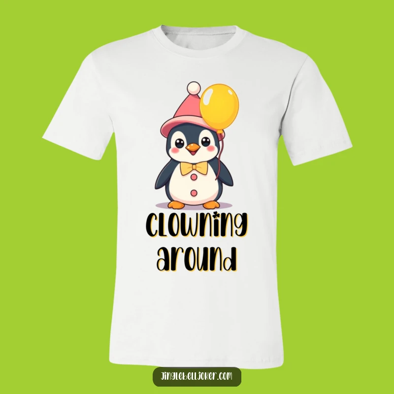 Funny Kawaii Clown Penguin T-Shirt: Balloon Buddy Tee - Ideal Funny Gift!